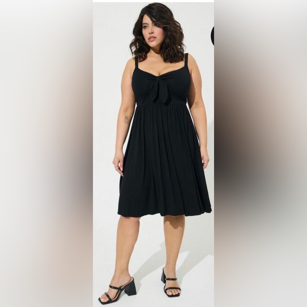 Mini Super Soft Bow Front Skater Dress
